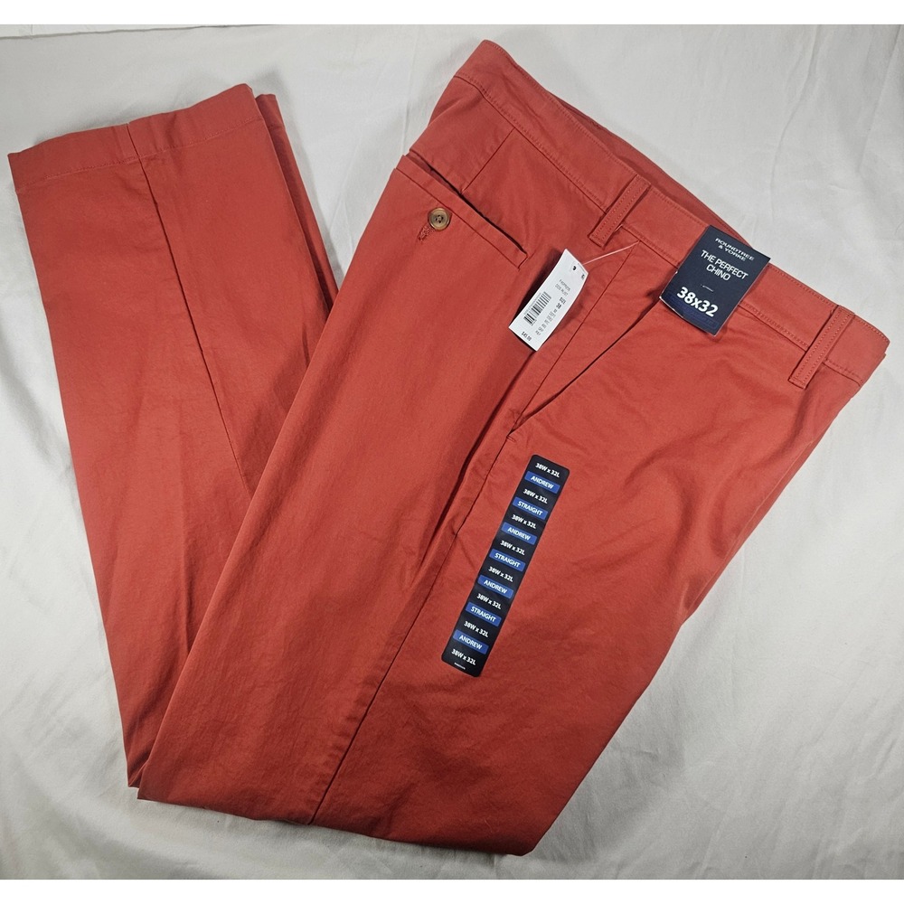 Roundtree & Yorke 38x32 Rust Orange Perfect Chino Andrew Straight Pant NWT 1648